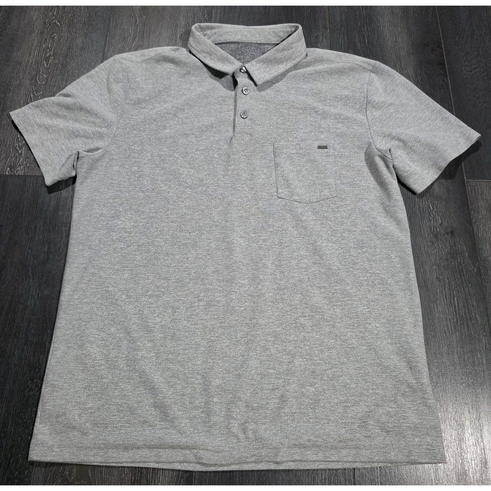 Vuori Ace Polo Shirt Men M Gray Pique Stretch Slim Travel Commute City Preppy